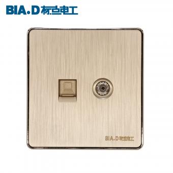 一位電視+電腦插座（香檳金）